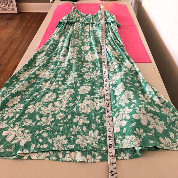 Billabong Rebel Heart Ruffle Detail Dress in Green and White Print. Size Large - Picture 8 of 16